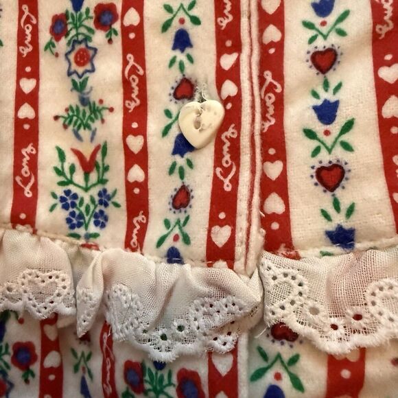 Lanz of Salzburg Vintage Cotton Flannel Nightgown NWT size XL NOS Button Back - Picture 6 of 9